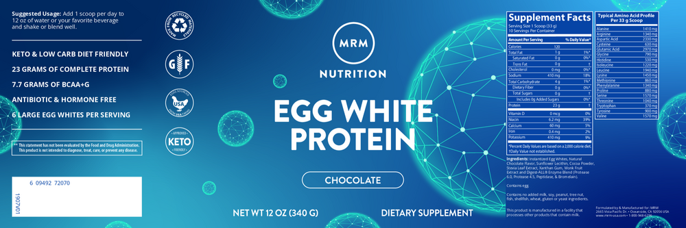 Egg White Protein - Chocolate, 340 Grams