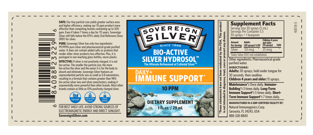 Bio-Active Silver Hydrosol™, 10 ppm, Fine Mist Spray, 1 Fl Oz (29 mL) Liquid — back