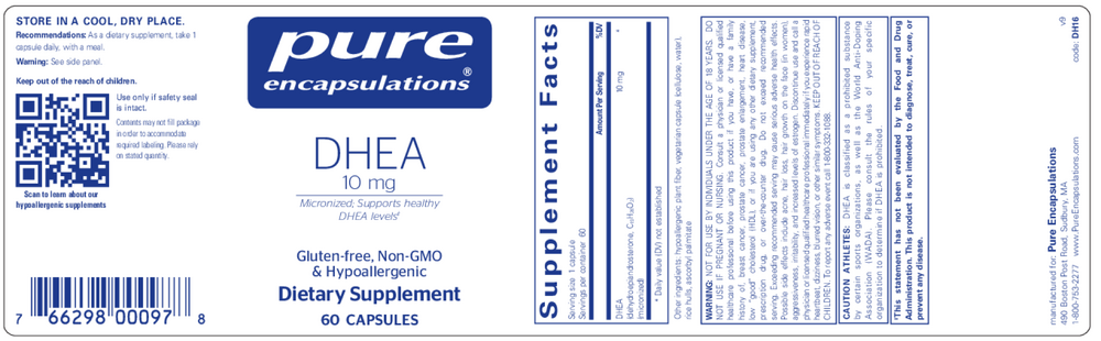 DHEA 10mg, 60 Capsules , Brand_Pure Encapsulations Form_Capsules Requires Consultation Size_60 Capsules