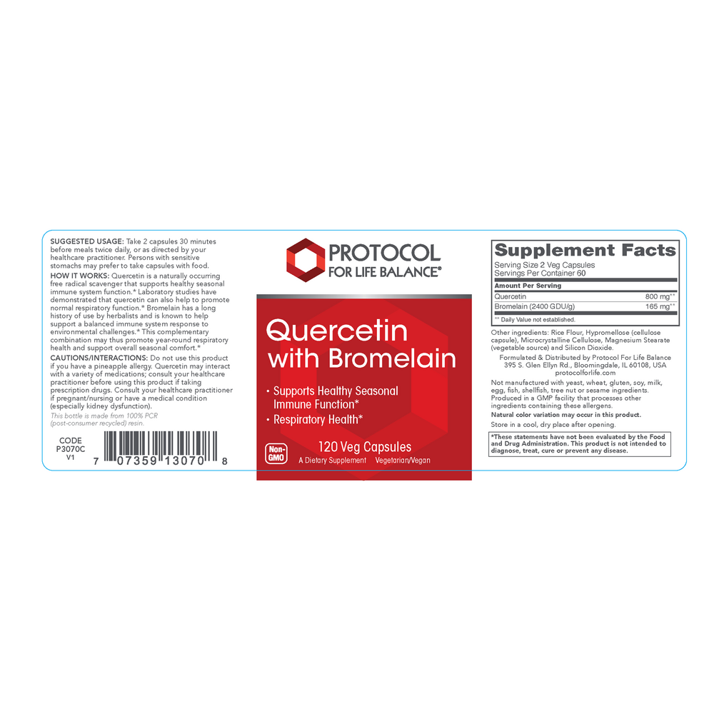 Quercetin with Bromelain, 120 Capsules , Brand_Protocol for Life Balance capsules Form_Capsules Requires Consultation Size_120 Capsules