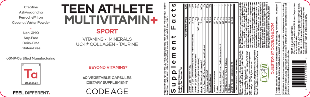 Teen Athlete Multivitamin+, 60 Capsules