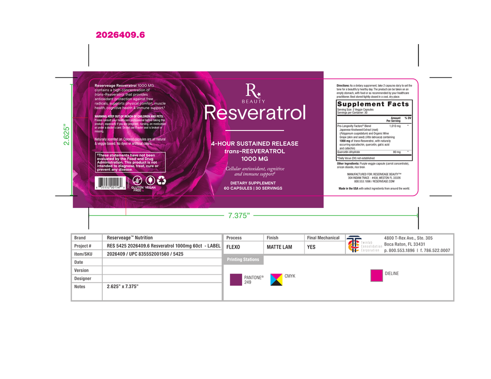 Resveratrol 1000mg, 60 Capsules