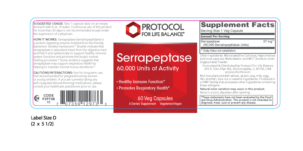 Serrapeptase 60,000, 60 caps , Brand_Protocol for Life Balance caps capsules Form_Capsules Requires Consultation Size_60 Capsules