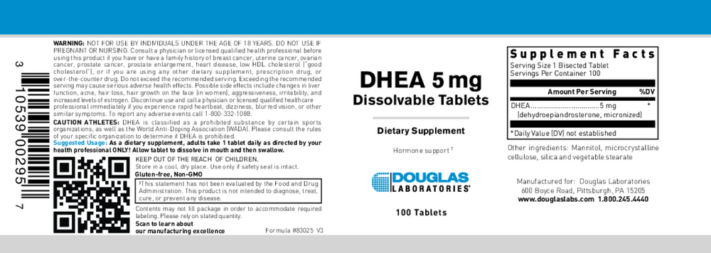DHEA 5mg Dissolvable Tablets, 100 Tablets