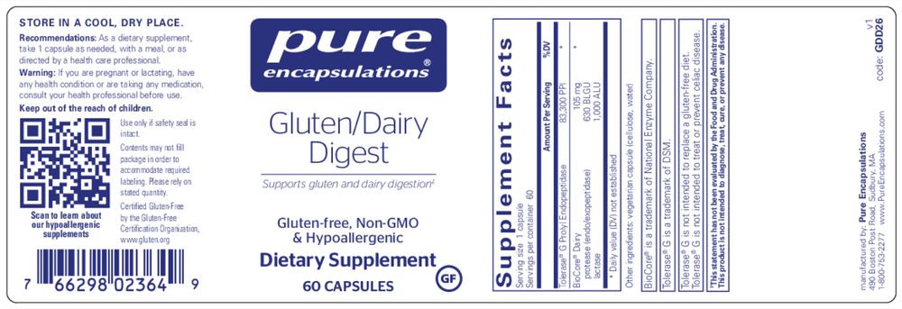 Gluten/Dairy Digest, 60 Capsules , Brand_Pure Encapsulations caps Emersons Form_Capsules Requires Consultation Size_60 Capsules