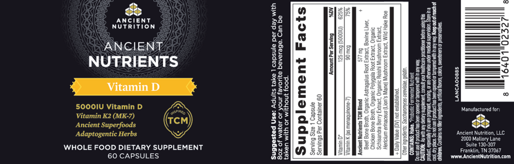 Ancient Nutrition Vitamin D - back
