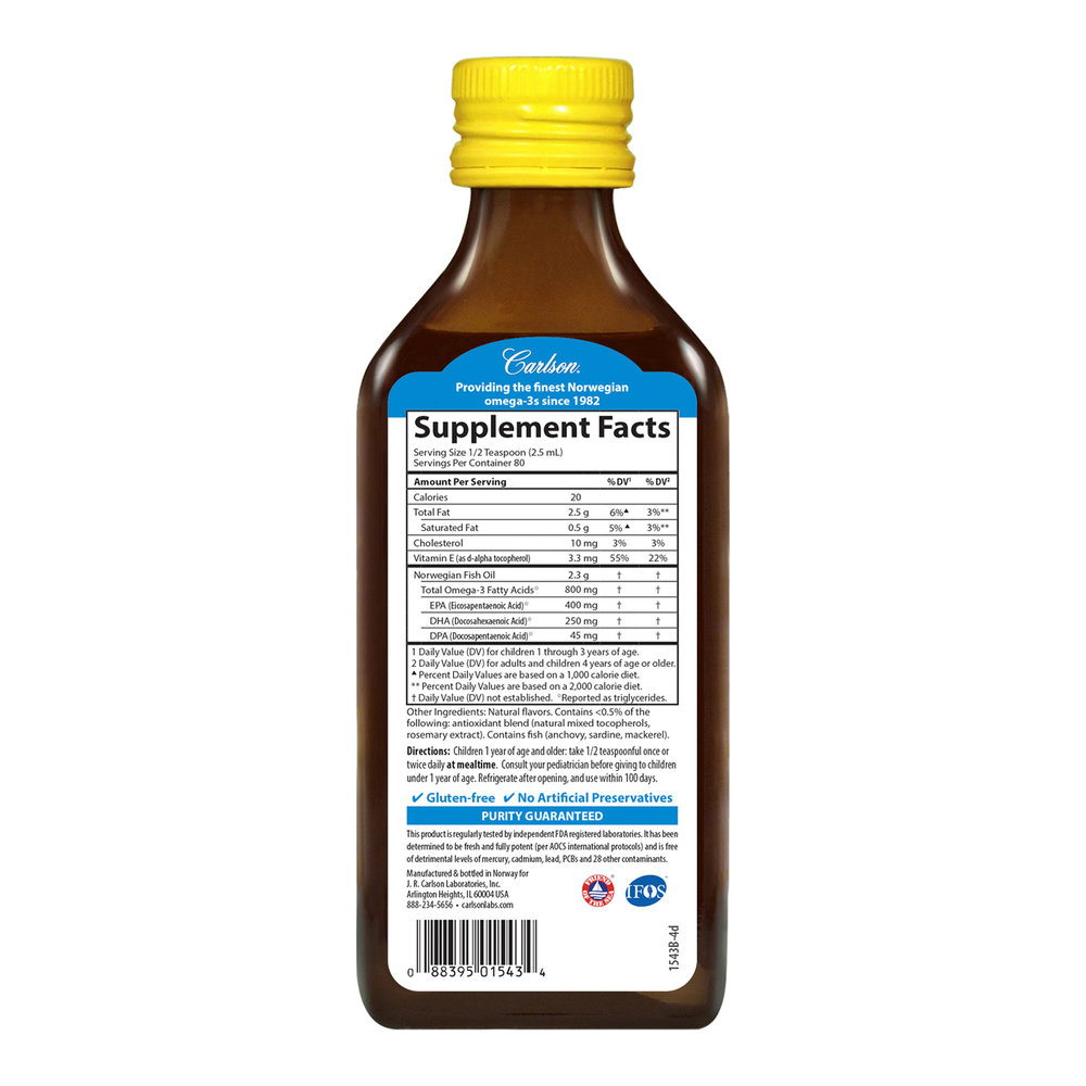 Carlson® for Kids Finest Fish Oil Lemon, 200 mL Liquid