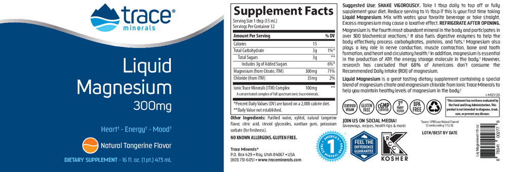 Liquid Magnesium 300mg, 473 mL Liquid
