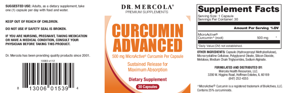 Curcumin Advanced 500mg, 30 Capsules