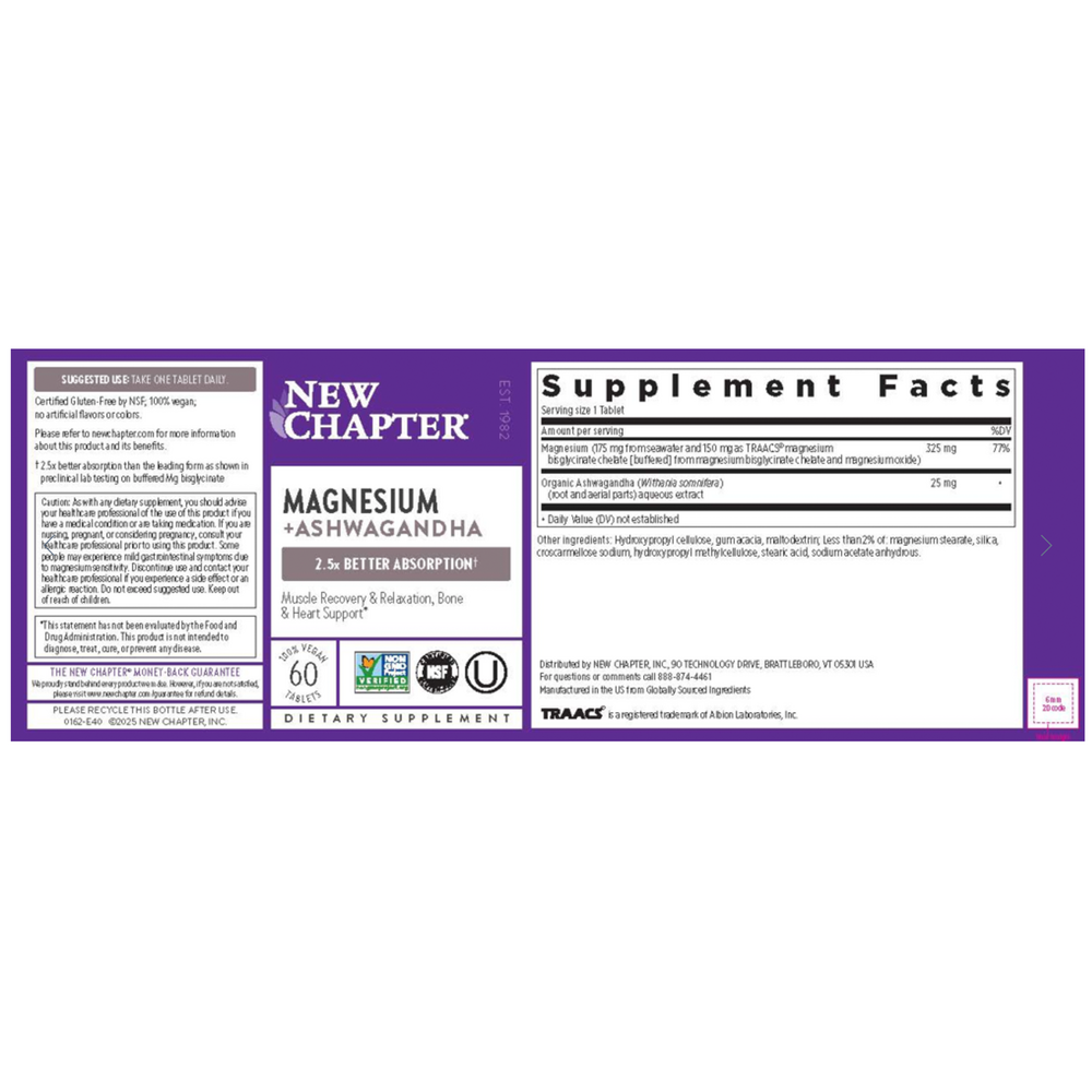 Magnesium + Ashwagandha Tablets, 60 tablets