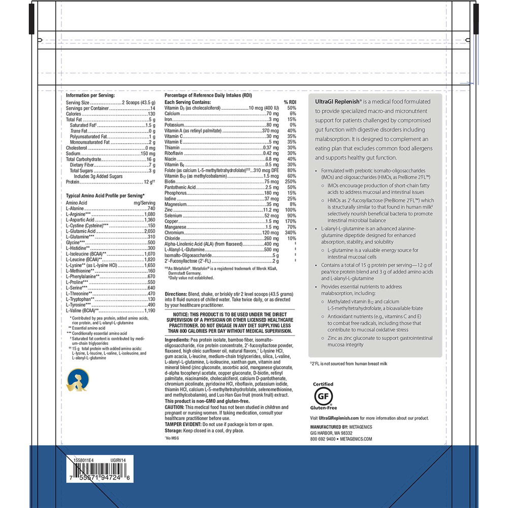 UltraGI Replenish®, Vanilla Flavor, 19.25 Oz (546 g) Powder , Emersons Form_Powder powder