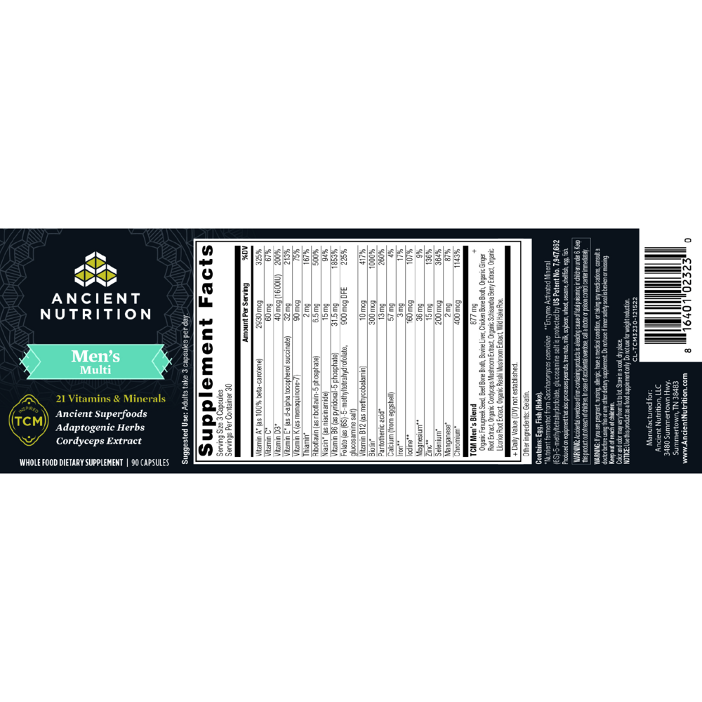Ancient Nutrition Ancient Multivitamin - Men's - back