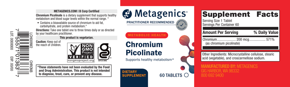 Chromium Picolinate, 60 Tablets , Emersons Emersons-Alt Form_Tablets tabs