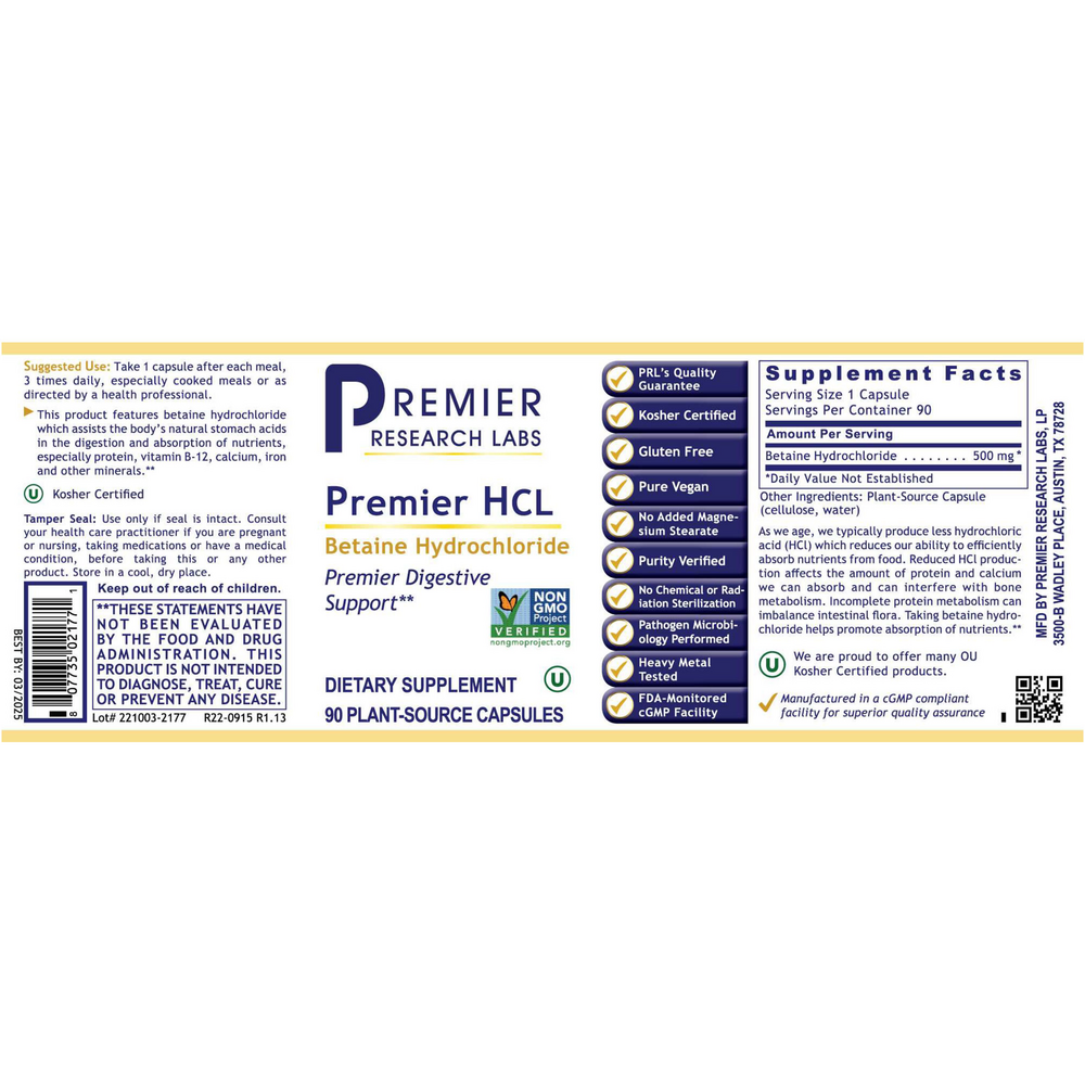 Premier HCL, 90 Capsules , Brand_Premier Research Labs capsules Form_Capsules Requires Consultation Size_90 Capsules