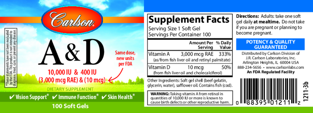 Vitamin A & D, 100 Softgels