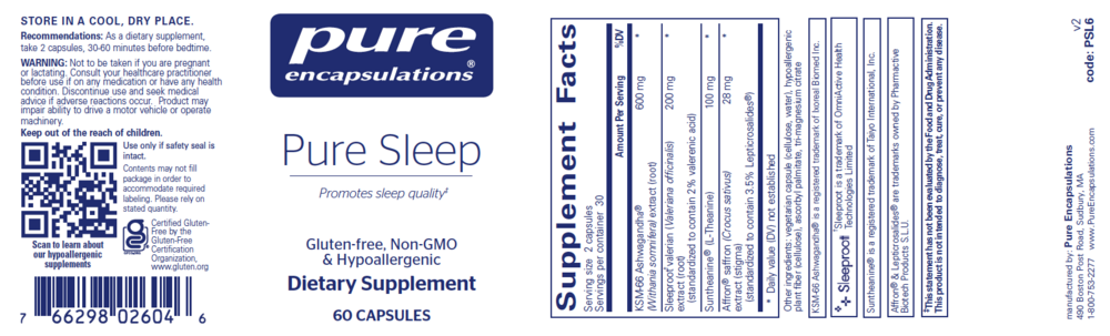Pure Sleep Capsules, 60 Capsules , Brand_Pure Encapsulations Form_Capsules Requires Consultation Size_60 Capsules