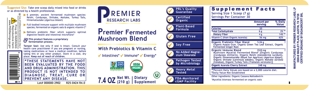 Premier Fermented Mushroom, 210 Grams , Brand_Premier Research Labs Form_Powder powder Requires Consultation Size_210 Grams