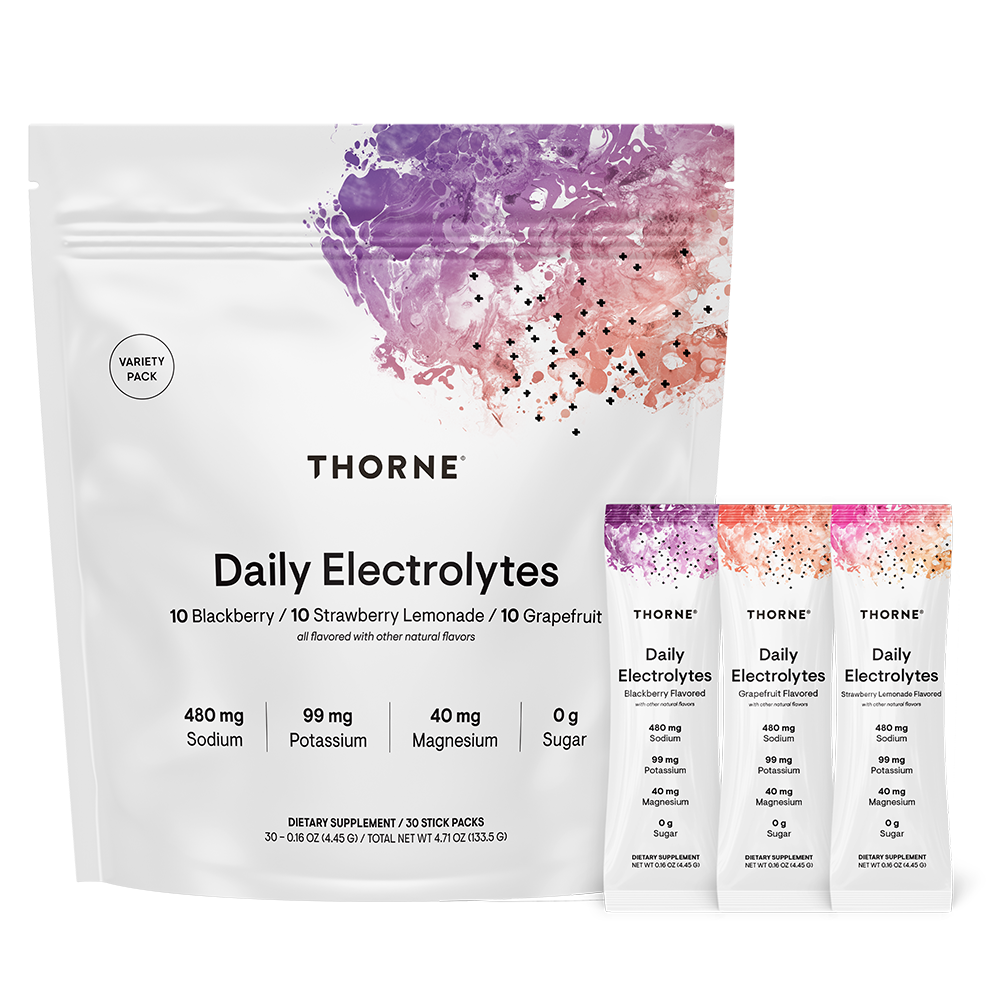 Daily Electrolytes Variety Pack, Blackberry / Strawberry Lemonade, 30 Packets , Brand_Thorne Research Form_Packets Size_30 Packets