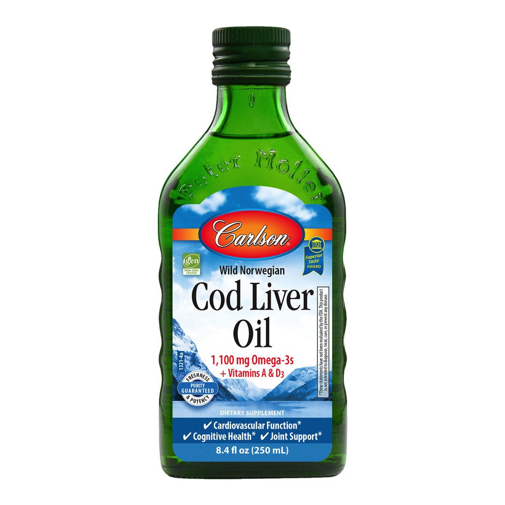 Cod Liver Oil, 1100 mg of Omega-3, 8.4 Fl Oz (250 mL) Liquid