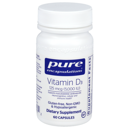 Vitamin D3 125mcg (5,000IU), 60 Capsules , Brand_Pure Encapsulations Form_Capsules Requires Consultation Size_60 Capsules