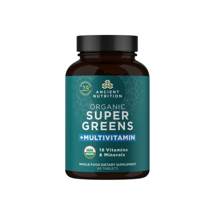 Ancient Nutrition Organic SuperGreens + Multivitamin Tablets - front