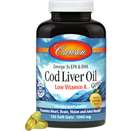 Cod Liver Oil Low Vitamin A Lemon, 150 Softgels
