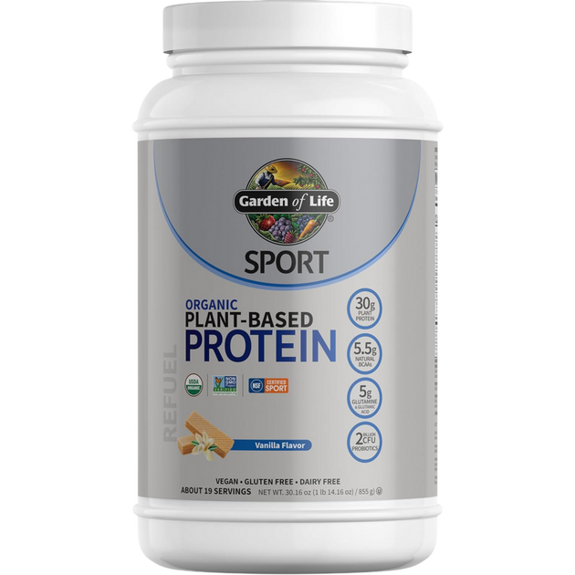 SPORT Organic Plant-Based Protein, Vanilla, 855g , Garden of Life plant-based protein protein powder sports nutrition vegan
