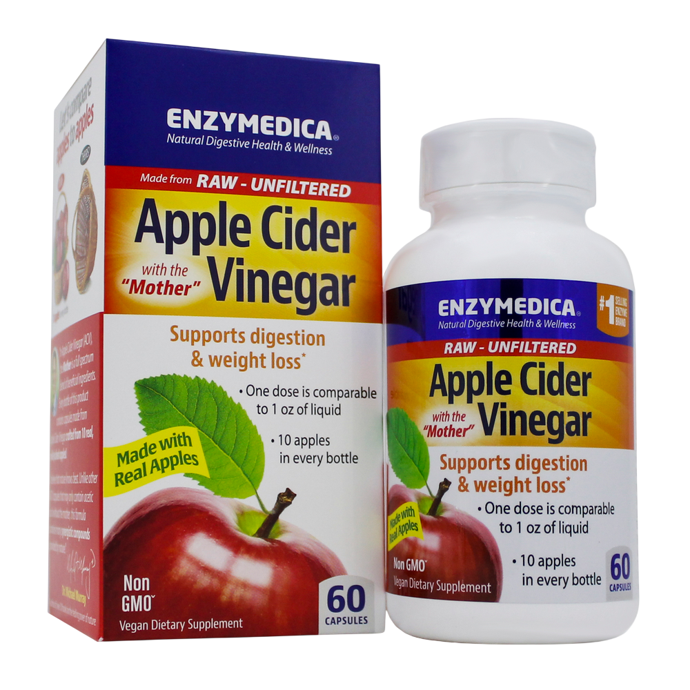 Raw Unflitered Apple Cider Vinegar with The Mother, 60 Capsules