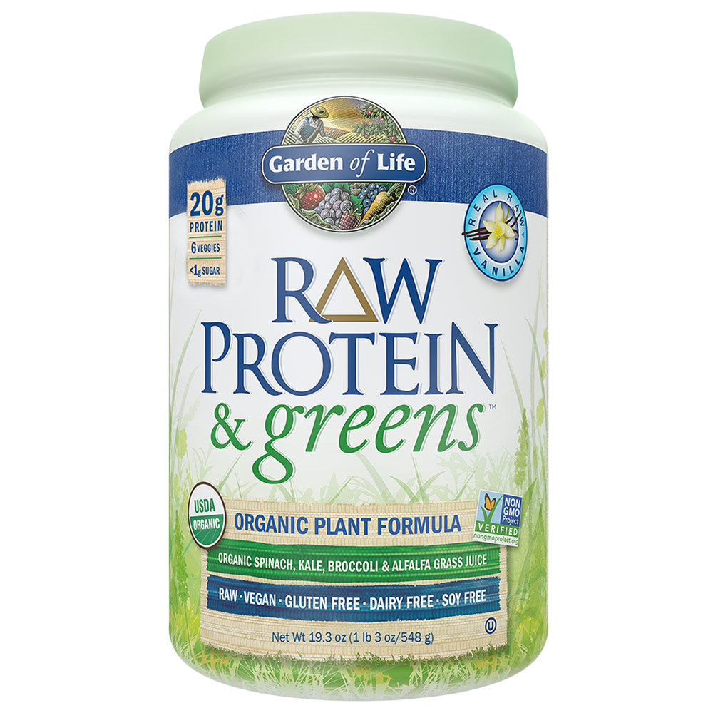 RAW Protein & Greens™️ Organic Plant Formula, Vanilla Flavor, 19.3 Oz (548 g) Powder
