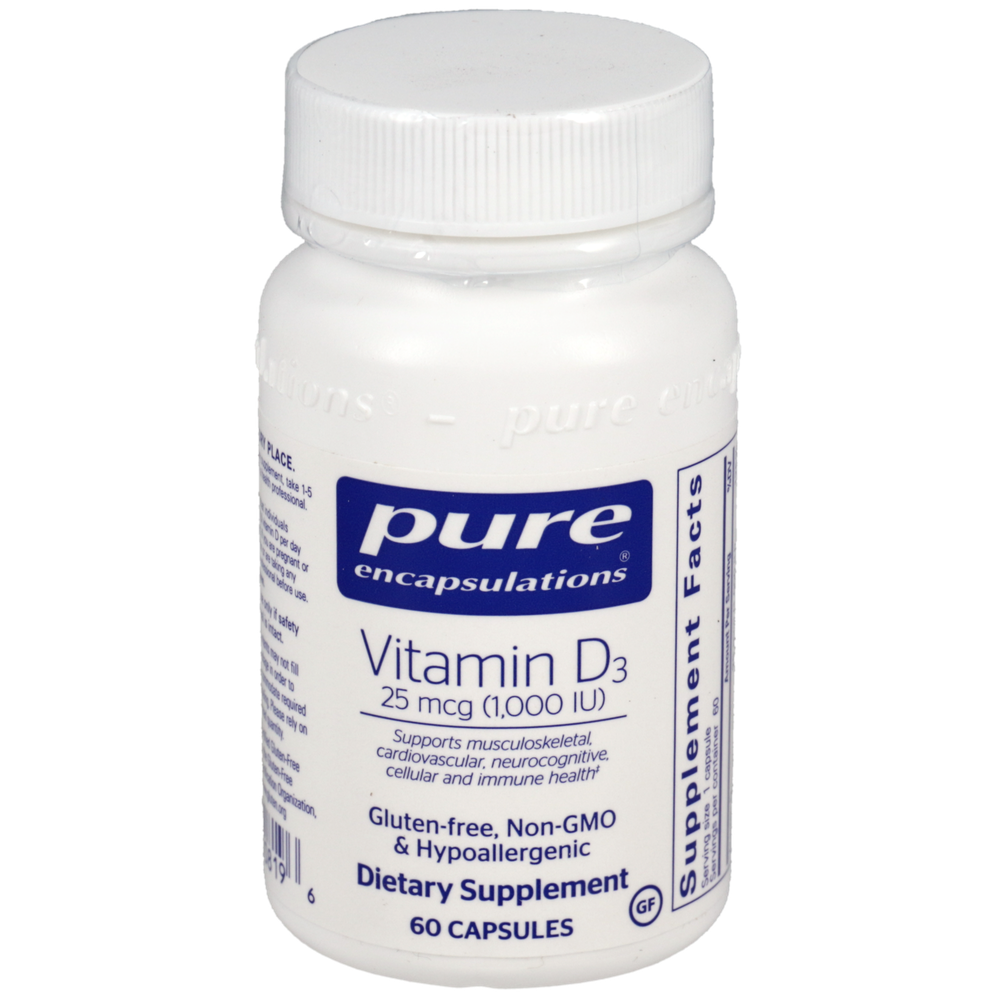 Vitamin D3 25mcg (1,000IU), 60 Capsules , Brand_Pure Encapsulations Form_Capsules Requires Consultation Size_60 Capsules