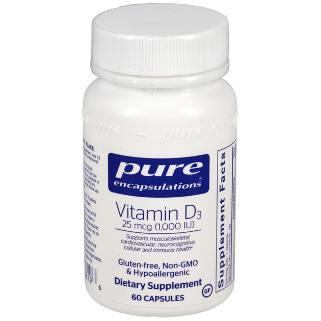 Vitamin D3 25mcg (1,000IU), 60 Capsules , Brand_Pure Encapsulations Form_Capsules Requires Consultation Size_60 Capsules