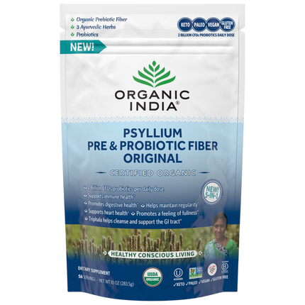 Psyllium Pre & Probiotic Fiber Original, 283.5 Grams , Ayurveda Brand_Organic India Form_Powder