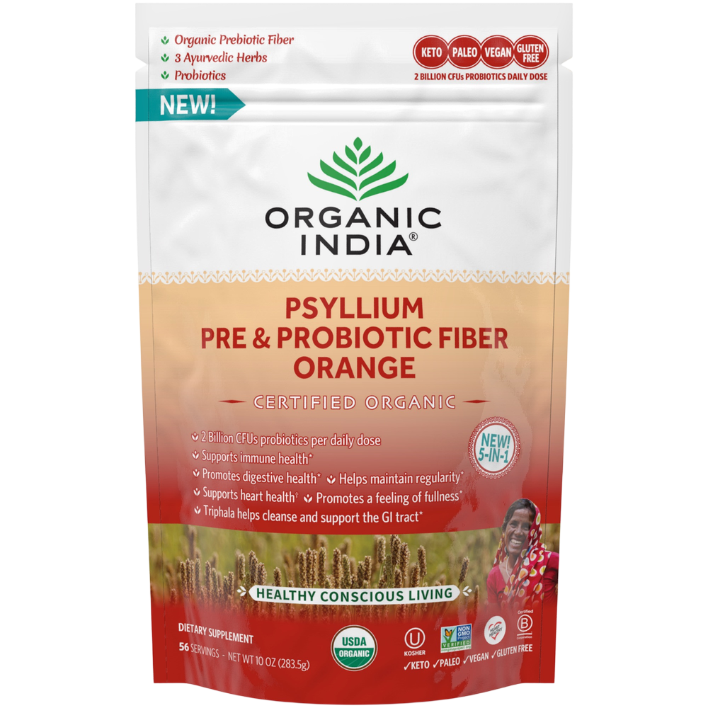Psyllium Pre & Probiotic Fiber Orange, 283.5 Grams , Ayurveda Brand_Organic India Form_Powder