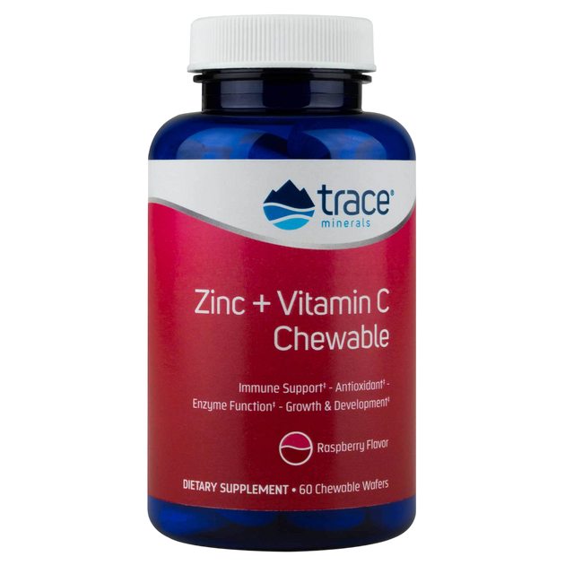 Zinc + Vitamin C Chewable - Raspberry, 60 Wafers , Brand_Trace Minerals Form_Wafers Size_60 Wafers