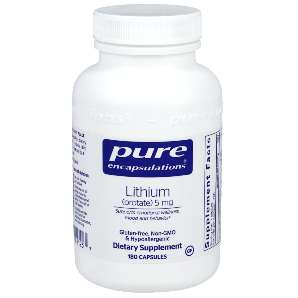 Lithium (Orotate), 5 mg, 180 Capsules , Brand_Pure Encapsulations caps Emersons