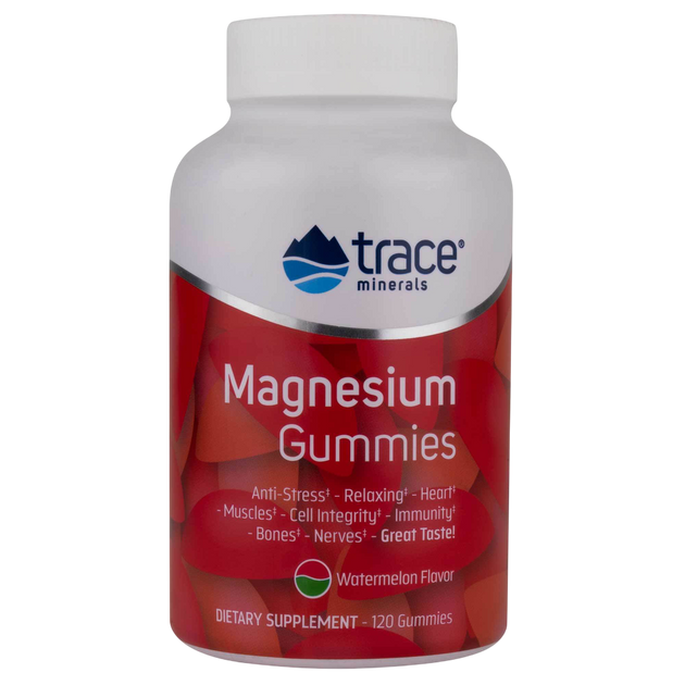 Magnesium Gummies - Watermelon, 120 Gummies , Brand_Trace Minerals Form_Gummies Size_120 Gummies