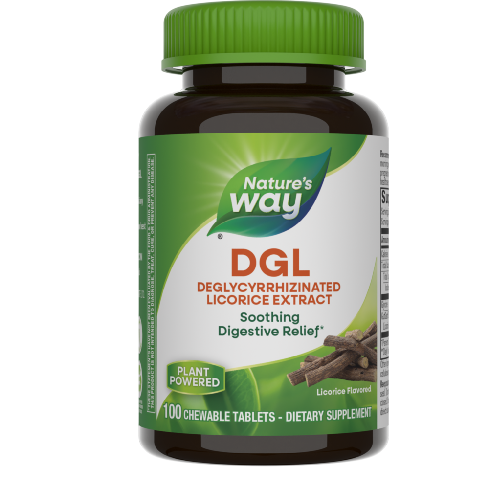 DGL, Licorice Flavor, 100 Chewable Tablets , Brand_Nature's Way Flavor_Licorice Form_Chewable Tablets Size_100 Chewables tabs