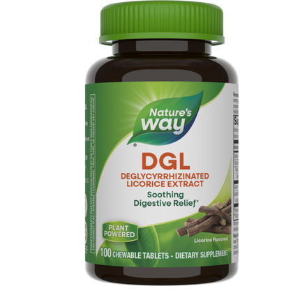 DGL, Licorice Flavor, 100 Chewable Tablets , Brand_Nature's Way Flavor_Licorice Form_Chewable Tablets Size_100 Chewables tabs
