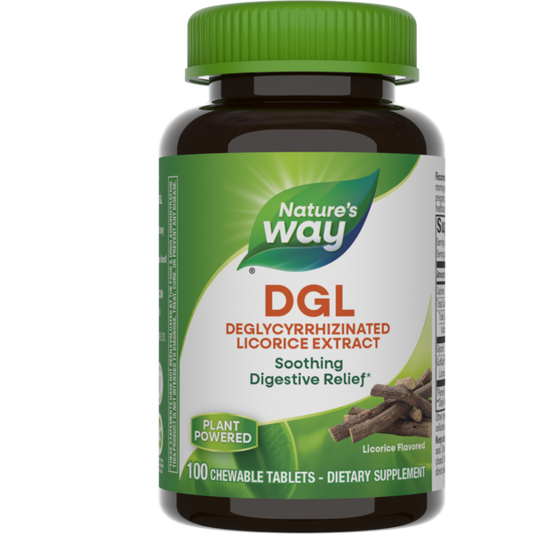 DGL, Licorice Flavor, 100 Chewable Tablets , Brand_Nature's Way Flavor_Licorice Form_Chewable Tablets Size_100 Chewables tabs