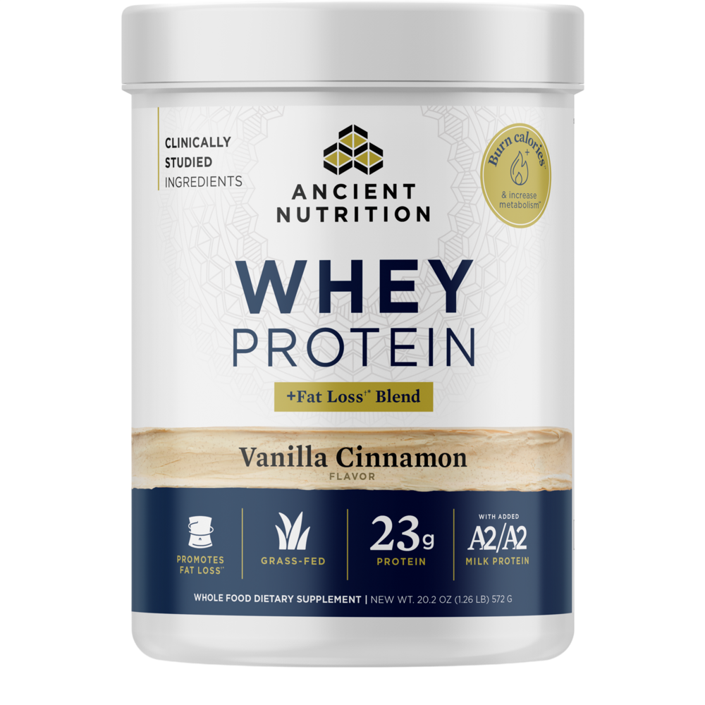 Ancient Nutrition Whey Protein Powder (Fat Loss Blend) - Cinnamon Vanilla - front