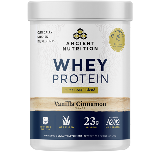 Ancient Nutrition Whey Protein Powder (Fat Loss Blend) - Cinnamon Vanilla - front