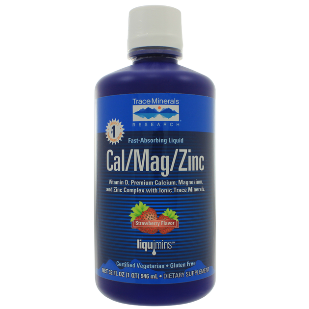Liquid Cal/Mag/Zinc - Natural Strawberry, 946 mL Liquid , Brand_Trace Minerals Form_Liquid Size_946 mL