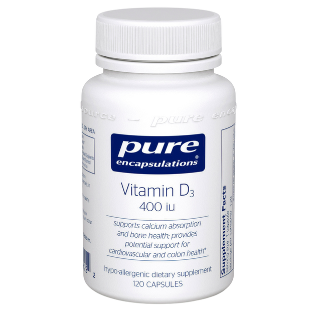 Vitamin D3 10mcg (400IU), 120 Capsules , Brand_Pure Encapsulations Form_Capsules Requires Consultation Size_120 Capsules