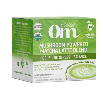Mushroom Powered Matcha Latte, 10 Packets , Form_Packets