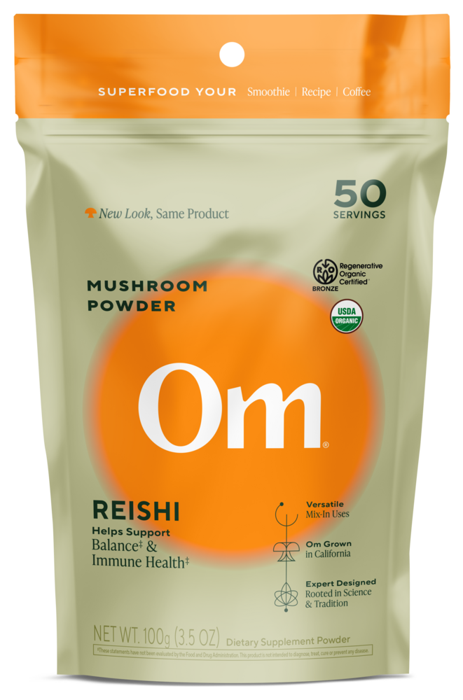 Reishi Mushroom Powder, 3.57 Oz (100 g) Powder , Brand_OM Organic Mushroom Nutrition Form_Powder Size_3.57 Oz