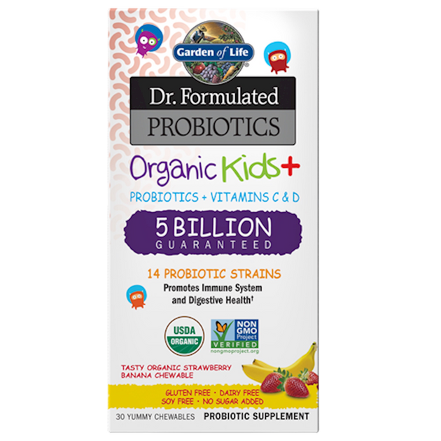 Organic Kids Probiotics Strawberry Banan, 30 Tablets