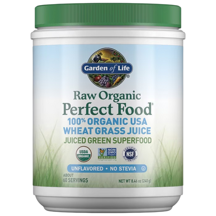 Raw Organic Perfect Food Wheat Grass Juice Unflavored, 240 g