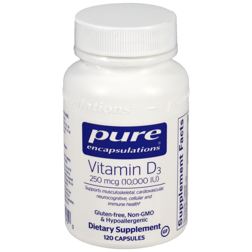 Vitamin D3 250mcg (10,000IU), 120 Capsules , Brand_Pure Encapsulations Form_Capsules Requires Consultation Size_120 Capsules