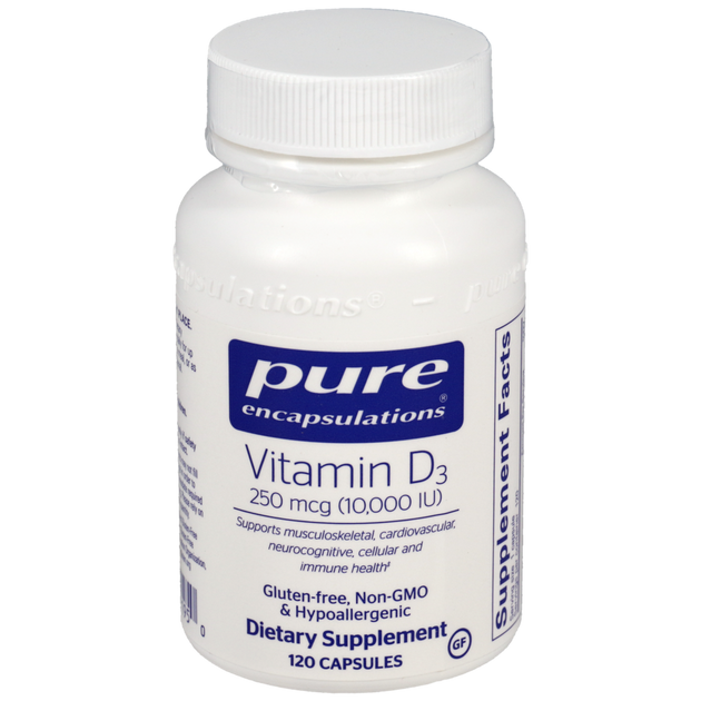 Vitamin D3 250mcg (10,000IU), 120 Capsules , Brand_Pure Encapsulations Form_Capsules Requires Consultation Size_120 Capsules