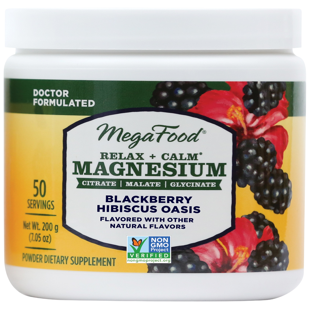 Relax + Calm Magnesium Powder-Blackberry Hibiscus Oasis Flavor, 200 g